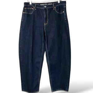 AMERICAN EAGLE Cotton Blend Dark Wash Barrel 5 Pocket Jeans US Sz 12 Regular